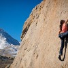 woman rock climbing