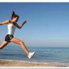 woman running on beach